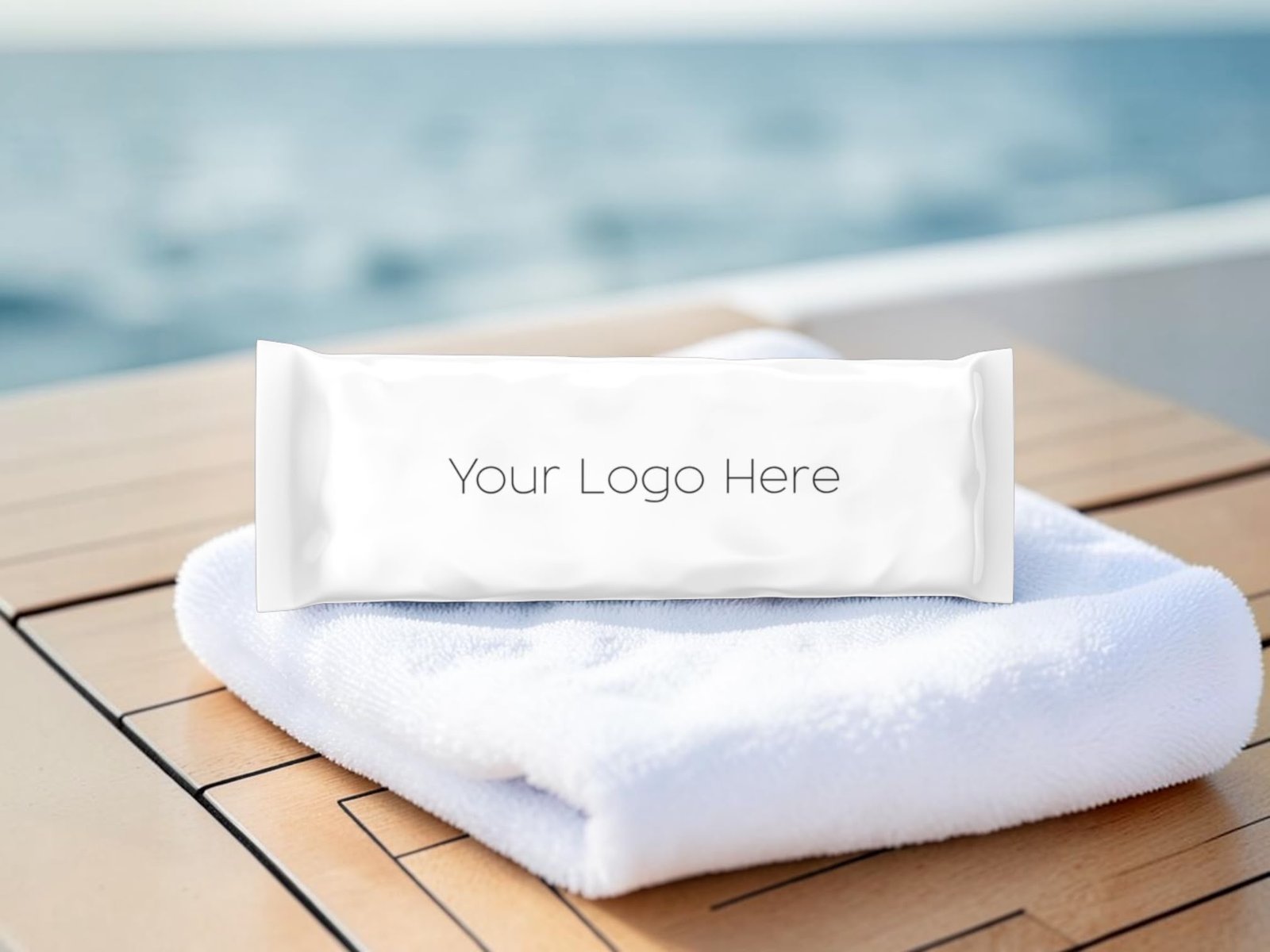 Own-brand wet towel wipe packet mockup